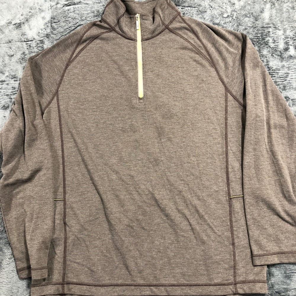 Tommy Bahama Quarter‎ Zip Pullover Mens Medium Brown Neon T22072 Lightweight